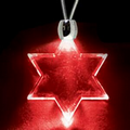 Light Up Necklace - Acrylic Star of David Pendant - Red